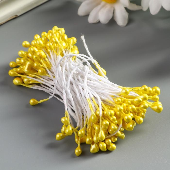 Тычинки для искусственных цветов "Капельки светло-жёлтые" (набор 130 шт) длина 6 см