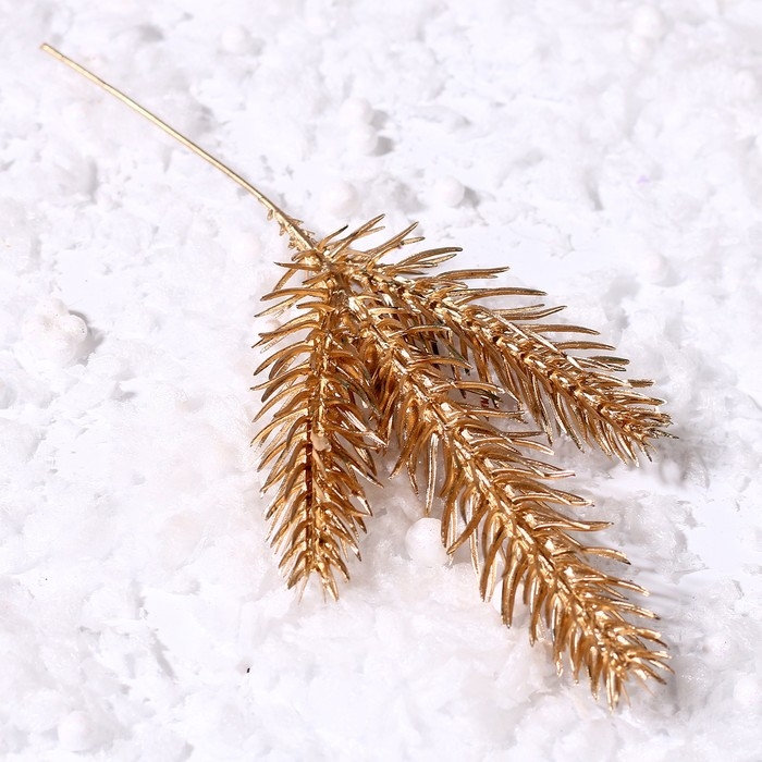Декор «Веточка ели золотистая», набор 2 шт., размер 1 шт. — 17 × 7 см Декор «Веточка ели золотистая», набор 2 шт., размер 1 шт. — 17 × 7 см