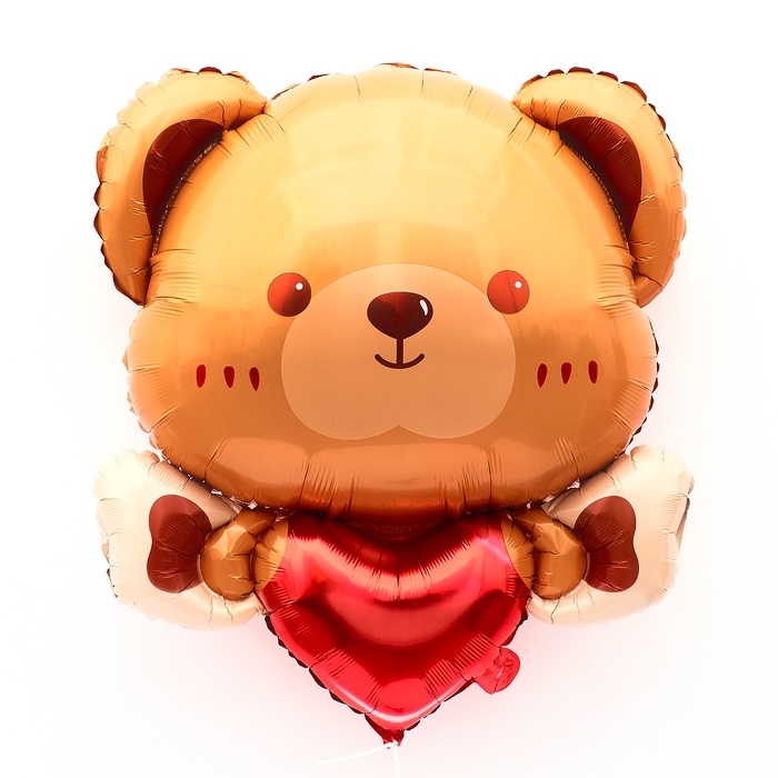 Воздушный шар фольгированный 30" &laquo;Мишка с сердцем&raquo;, фигура животного