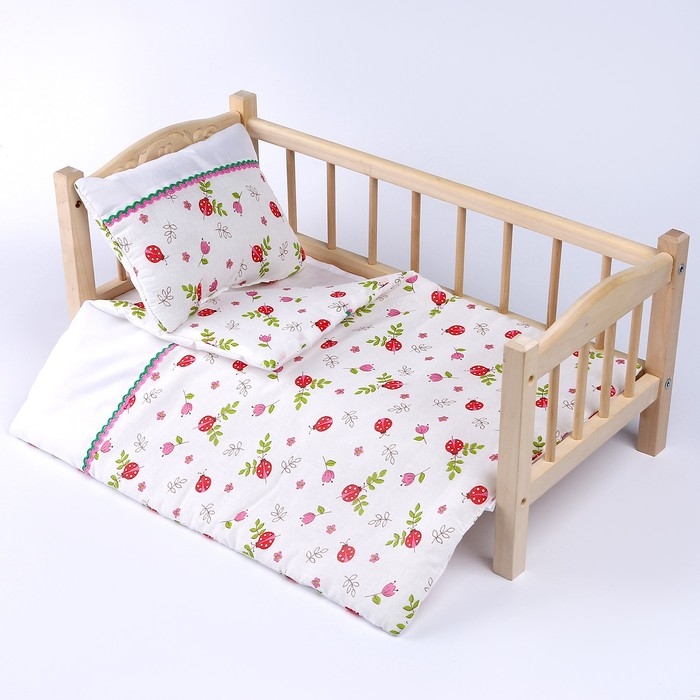 Кукольное постельное «Божьи коровки», х/б: простынь, одеяло 46 × 36 см, подушка 23 × 19 см Кукольное постельное «Божьи коровки», х/б: простынь, одеяло 46 × 36 см, подушка 23 × 19 см