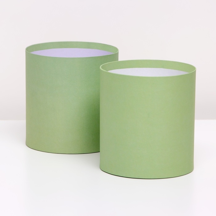 Набор круглых коробок 2в1 , Набор круглых коробок 2в1 ,"Зеленый", без крышки, 10 х 10 х 10,5 см