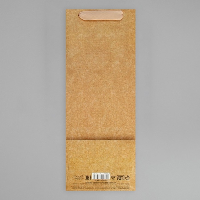 Пакет подарочный под бутылку, упаковка, «Крафтовый», 13 x 36 x 10 см Пакет подарочный под бутылку, упаковка, «Крафтовый», 13 x 36 x 10 см