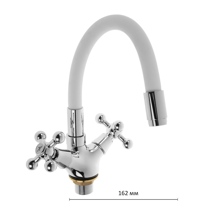 Cмеситель для кухни Accoona A9871G, двухвентильный, силиконовый излив, силумин, белый/хром Cмеситель для кухни Accoona A9871G, двухвентильный, силиконовый излив, силумин, белый/хром