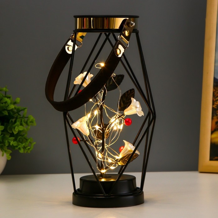 Ночник Ночник "Цветы" LED от батареек ААА чёрный 16х16х25 см RISALUX