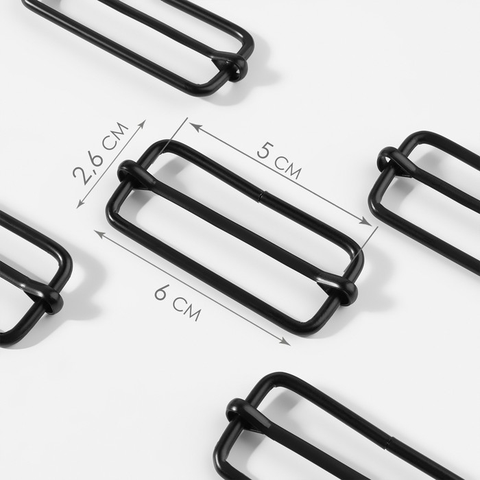 Пряжка регулирующая, внутренняя ширина - 50 мм, толщина - 5 мм, 5 шт, цвет чёрный Пряжка регулирующая, внутренняя ширина - 50 мм, толщина - 5 мм, 5 шт, цвет чёрный