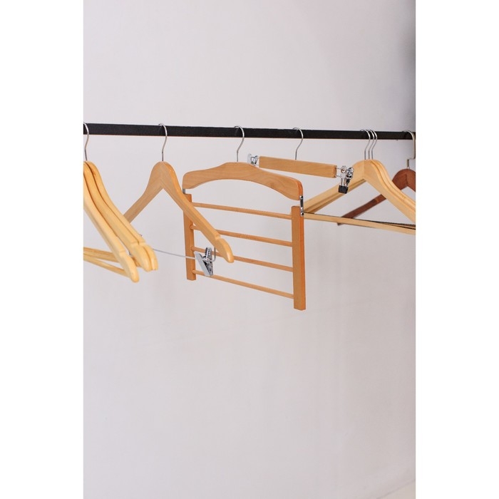 Плечики - вешалка для брюк и юбок LaDо́m Bois, 38,5×1,2×34,3 см, деревянная сорт А, многоуровневая, широкие плечики Плечики - вешалка для брюк и юбок LaDо́m Bois, 38,5×1,2×34,3 см, деревянная сорт А, многоуровневая, широкие плечики