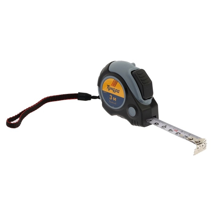 Рулетка ТУНДРА, двухкомпонентный корпус, автостоп, 3 м х 16 мм, магнитный зацеп Рулетка ТУНДРА, двухкомпонентный корпус, автостоп, 3 м х 16 мм, магнитный зацеп