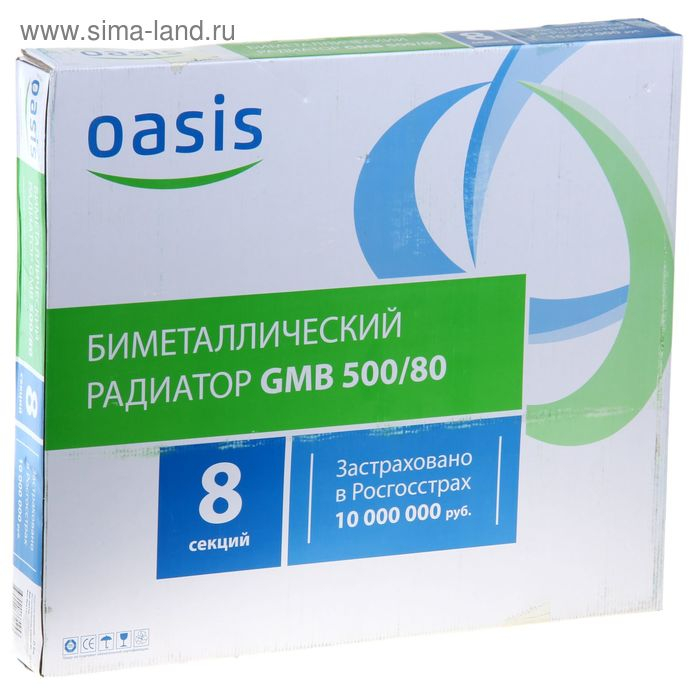 Радиатор биметаллический Oasis, 500 х 80 мм, 8 секций Радиатор биметаллический Oasis, 500 х 80 мм, 8 секций