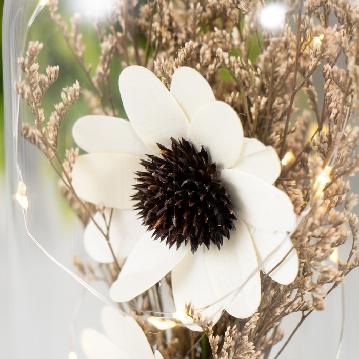 Ночник колба Ночник колба "Цветы" LED от батареек 3хААА 11х11х20 см RISALUX