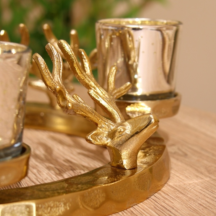 Подсвечник на 4 свечи  Подсвечник на 4 свечи "Рожки" алюминий 30х30х10 см