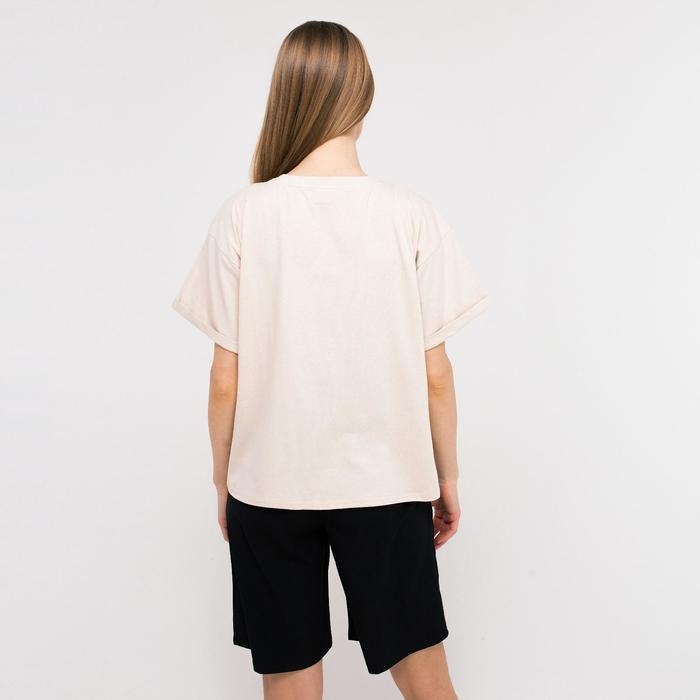 Футболка женская MINAKU REGULAR FIT: цвет бежевый, р-р 50