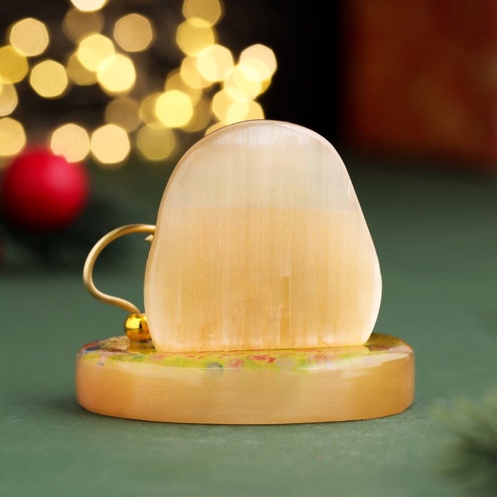 Новый год. Сувенир Новый год. Сувенир "Уюта и радости в дом! 2025", с колокольчиком, селенит, 6х6х4,5 см