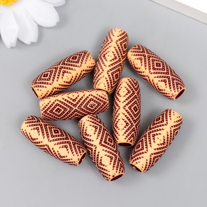 Бусины для творчества пластик Бусины для творчества пластик "Этно. Двойной ромб" набор 20 гр 1,2х1,2х3 см