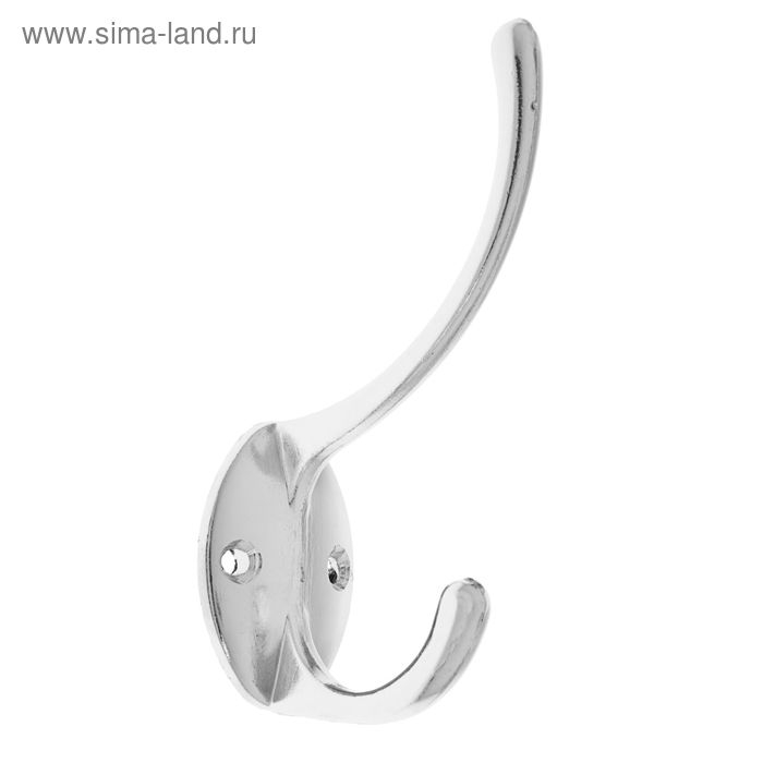 Крючок мебельный ТУНДРА TKD012, двухрожковый, хром Крючок мебельный ТУНДРА TKD012, двухрожковый, хром