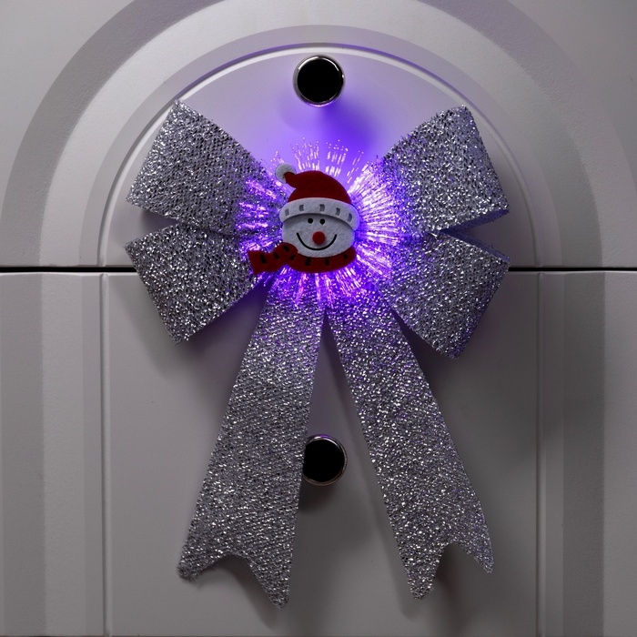Световой бант  Световой бант "Снеговик бантик" 24x32 см, 1 LED, батарейки LR44x2 (в комплекте), мерцание, свечение мульти