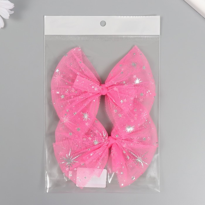 Декор для творчества Декор для творчества "Бант из Фатина" розовый, 9 см (набор 2 шт)