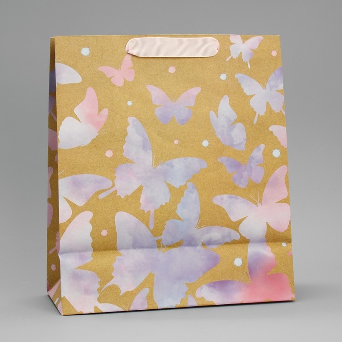Пакет подарочный крафтовый вертикальный, упаковка, «Акварельный», ML 23 х 27 х 11,5 см Пакет подарочный крафтовый вертикальный, упаковка, «Акварельный», ML 23 х 27 х 11,5 см