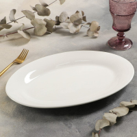 Блюдо фарфоровое овальное c утолщённым краем Доляна White Label, 35,5×23,5×3 см, цвет белый