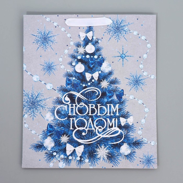 Пакет подарочный новогодний крафтовый вертикальный «С Новым годом», M 26 х 30 х 9 см, Новый год Пакет подарочный новогодний крафтовый вертикальный «С Новым годом», M 26 х 30 х 9 см, Новый год