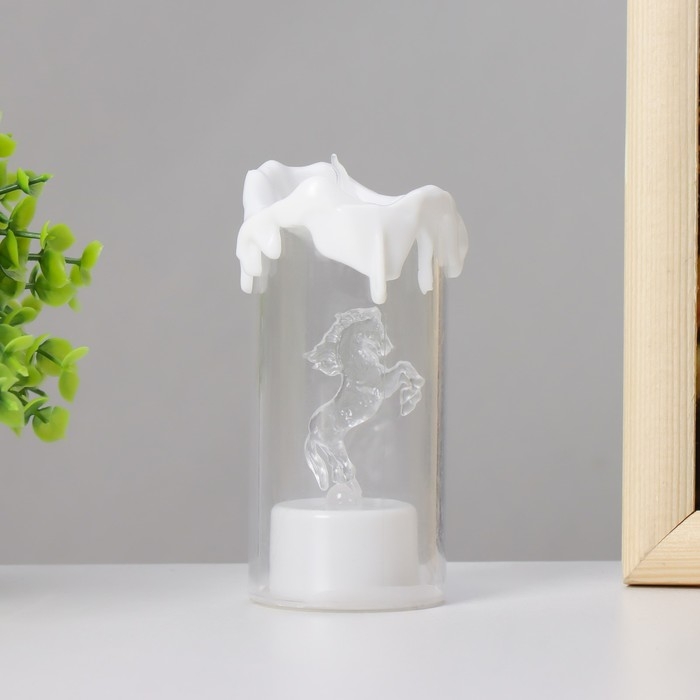 Ночник-свеча Ночник-свеча "Лошадка" LED от батареек 3хLR44 белый 4,7х4,7х10,5 см RISALUX