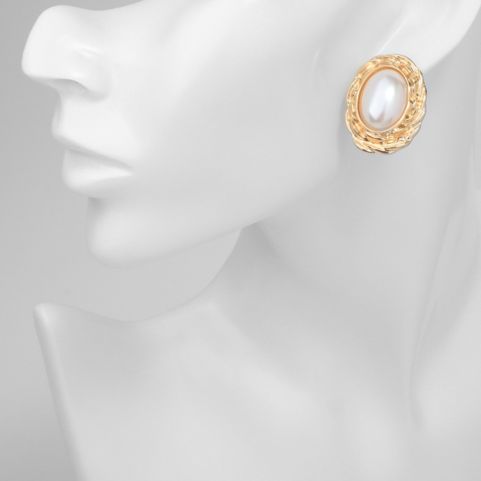 Серьги с жемчугом &laquo;Абстракция&raquo; зеркало, цвет золото