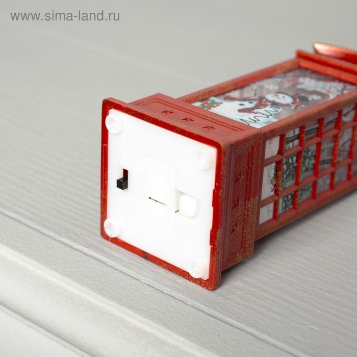 Светодиодная фигура «Телефонная будка со снеговиком» 5.3 × 12 × 5.3 см, пластик, батарейки AG13х3 (в комплекте), свечение тёплое белое