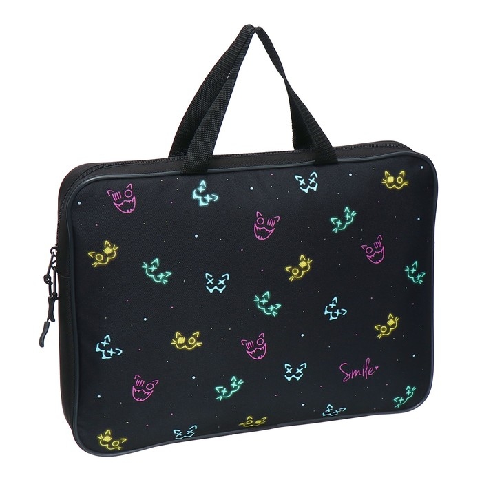 Папка с ручками текстильная А4, 370 х 280 х 60 мм, Stavia Папка с ручками текстильная А4, 370 х 280 х 60 мм, Stavia "Неон"