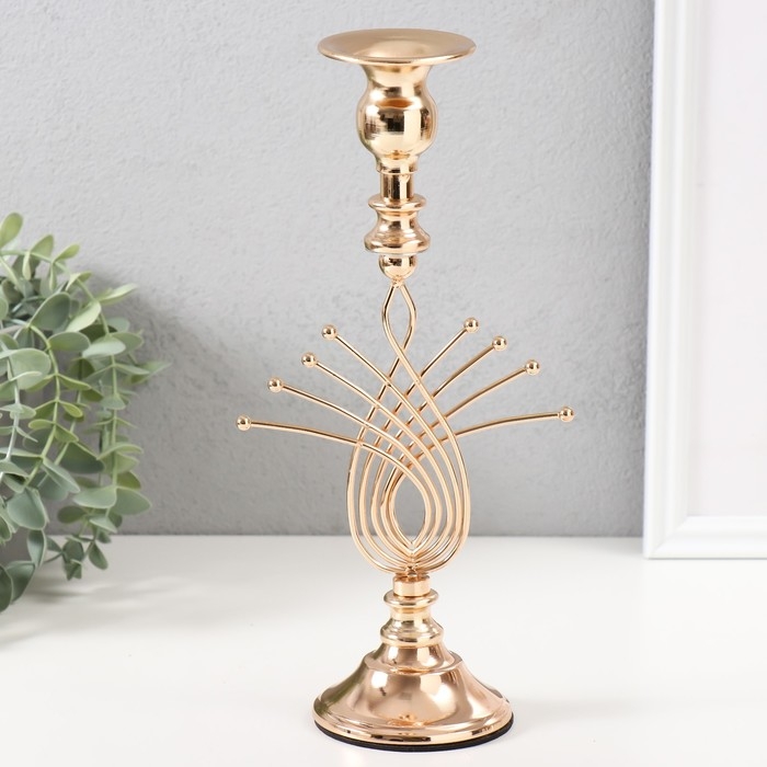 Подсвечник металл на 1 свечу  Подсвечник металл на 1 свечу "Золотое сечение" d=2-6 см 8х8х27 см