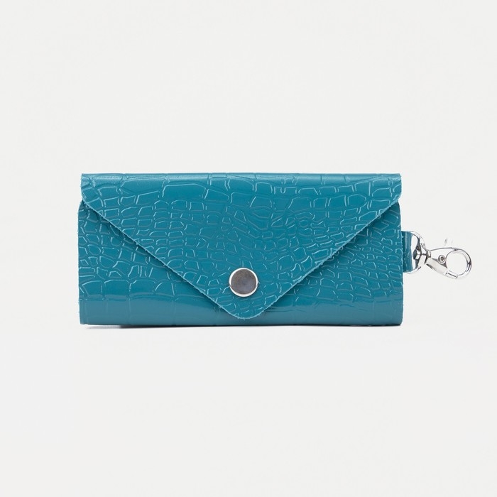 Ключница на кнопке, длина 11 см, 7 карабинов, цвет бирюзовый Ключница на кнопке, длина 11 см, 7 карабинов, цвет бирюзовый