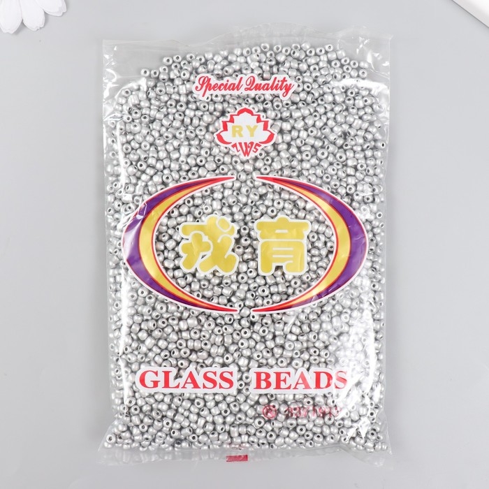 Бисер стекло 6/0  Бисер стекло 6/0 "Серебро" металлик 450 гр