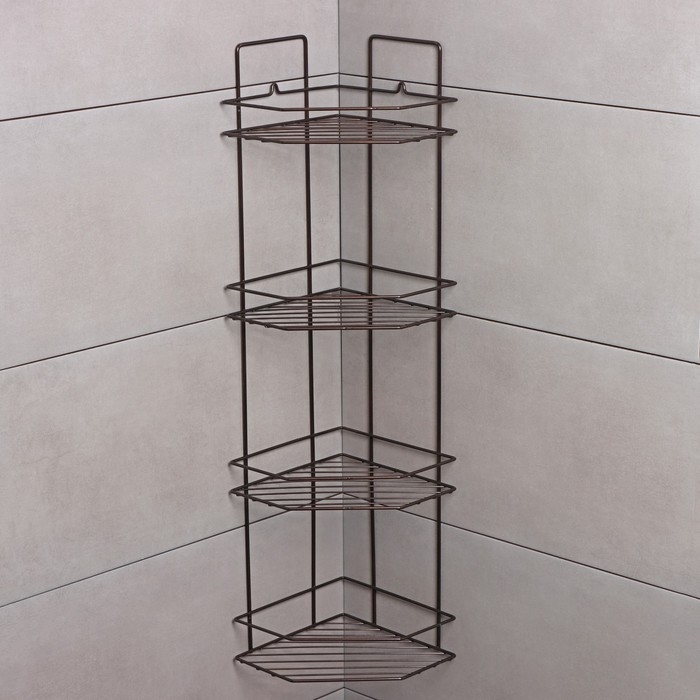 Полка угловая для ванной 4-х ярусная Эконом, 219×219×836 cм, цвет медная искра Полка угловая для ванной 4-х ярусная Эконом, 219×219×836 cм, цвет медная искра