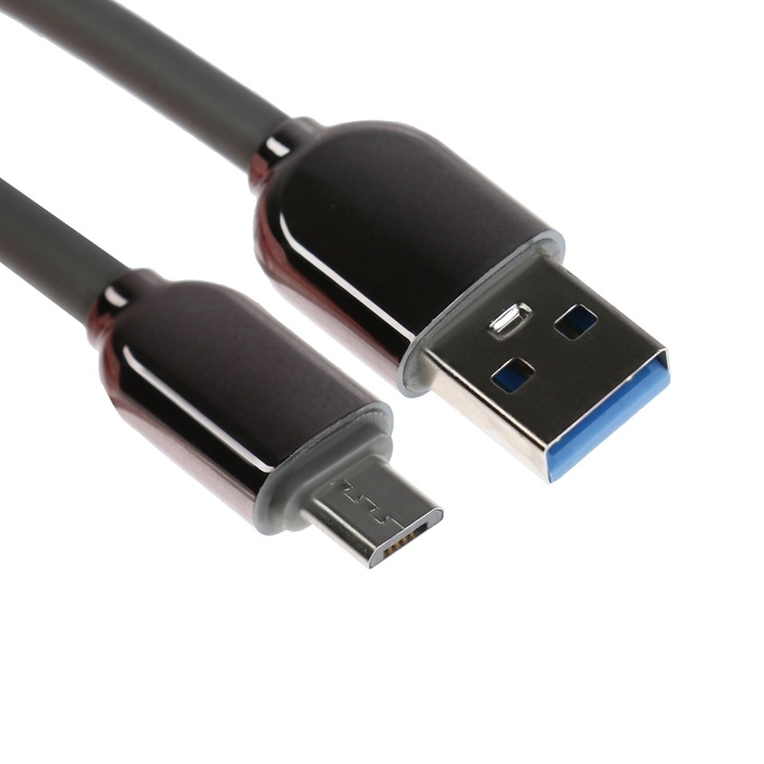 Кабель MicroUSB - USB, 2.4 А, оплётка TPE, морозоустойчивый, 1 метр, серый Кабель MicroUSB - USB, 2.4 А, оплётка TPE, морозоустойчивый, 1 метр, серый