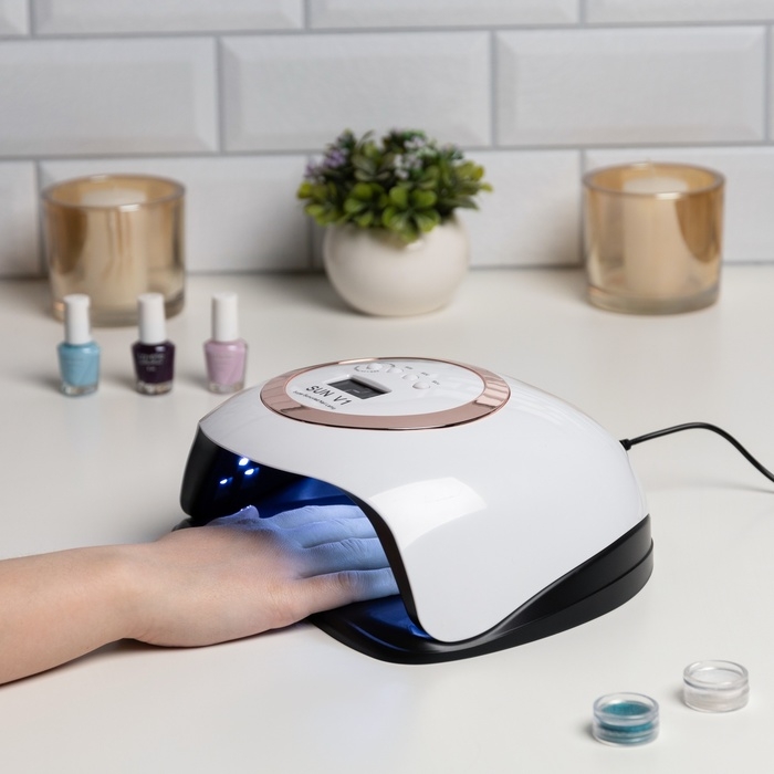 Лампа для гель Luazon LUF-12, UV/LED, 168 Вт, 42 диода, таймер 10/30/60/99 с, бело-золотая Лампа для гель Luazon LUF-12, UV/LED, 168 Вт, 42 диода, таймер 10/30/60/99 с, бело-золотая