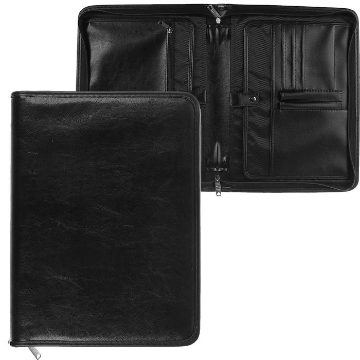 Папка деловая, искусственная кожа, для бумаг, 370 х 275 х 50 мм, с ручкой-трансформер, 3Д54 Папка деловая, искусственная кожа, для бумаг, 370 х 275 х 50 мм, с ручкой-трансформер, 3Д54 "Люкс", черная