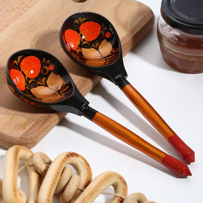 Ложка полубаская Ложка полубаская "Хохлома", традиционная роспись