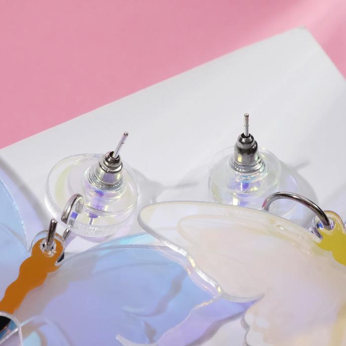 Серьги акрил &laquo;Сияние&raquo; бабочки, цвет голубой