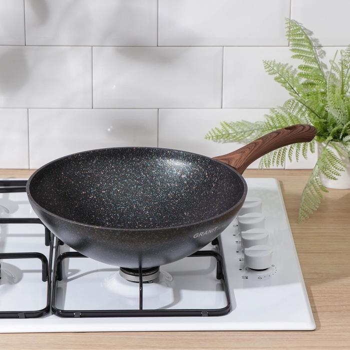 Сковорода WOK Granit ultra blue, d=28 см, h=9,5 см, пластиковая ручка, антипригарное покрытие, цвет чёрный Сковорода WOK Granit ultra blue, d=28 см, h=9,5 см, пластиковая ручка, антипригарное покрытие, цвет чёрный