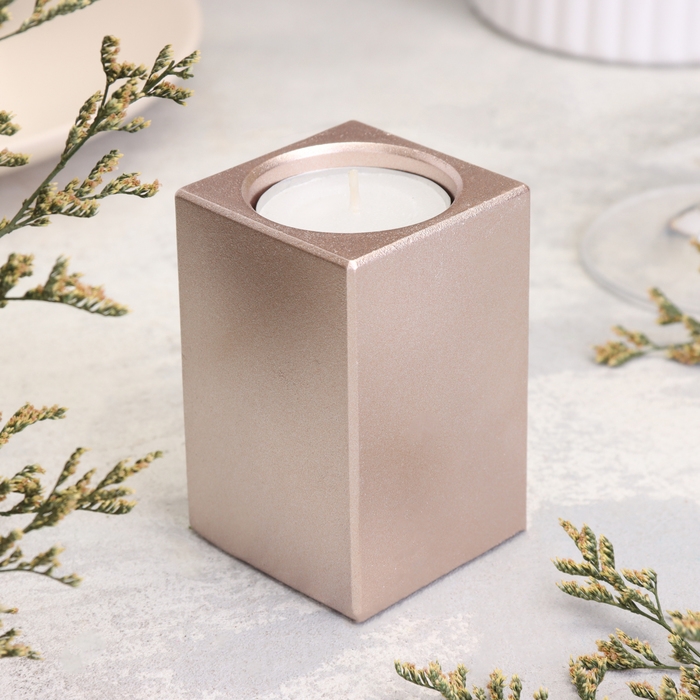 Подсвечник Подсвечник "Квадрат" из гипса, 5х8см, шампань