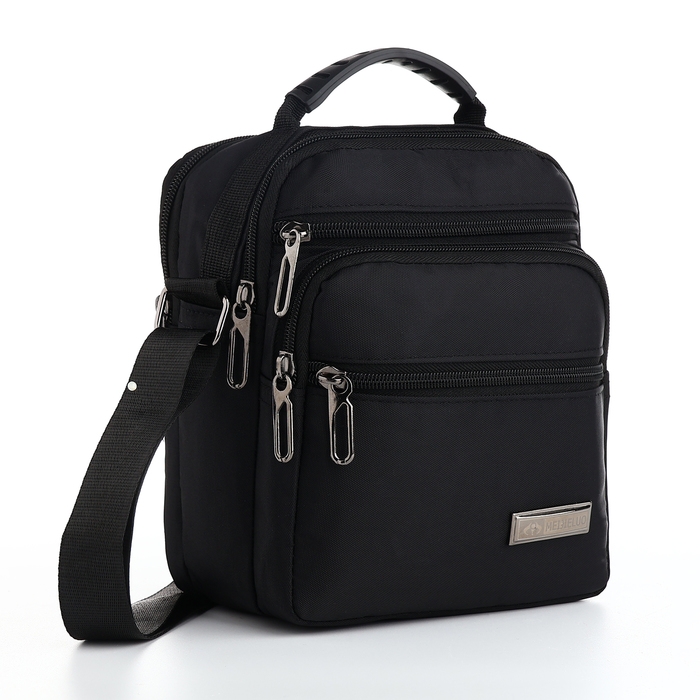 Сумка мужская на молниях, 3 наружных кармана, цвет чёрный Сумка мужская на молниях, 3 наружных кармана, цвет чёрный