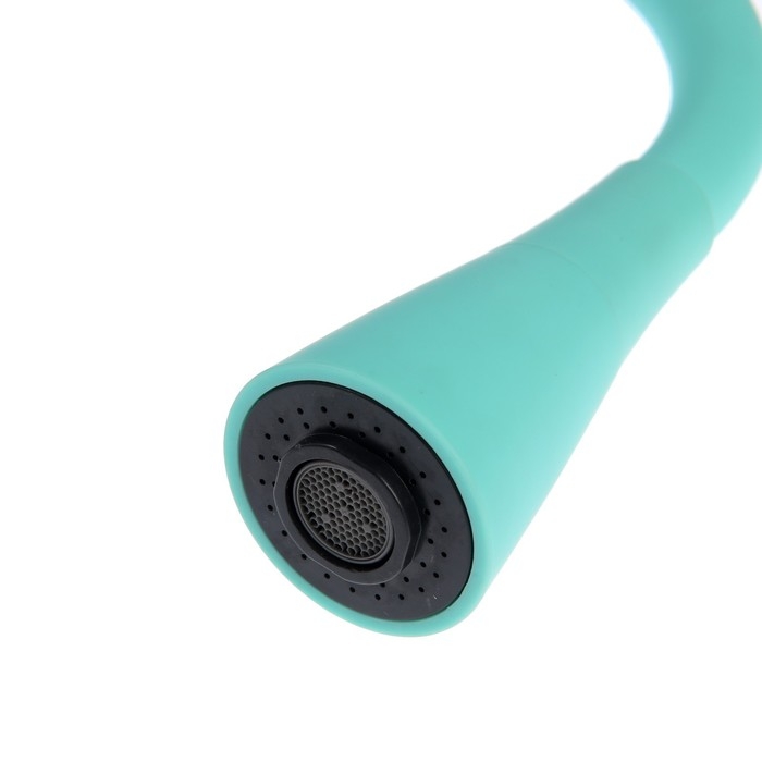 Смеситель для кухни Accoona A9890K-3, однорычажный, гибкий излив, 2 режима, бирюзовый Смеситель для кухни Accoona A9890K-3, однорычажный, гибкий излив, 2 режима, бирюзовый