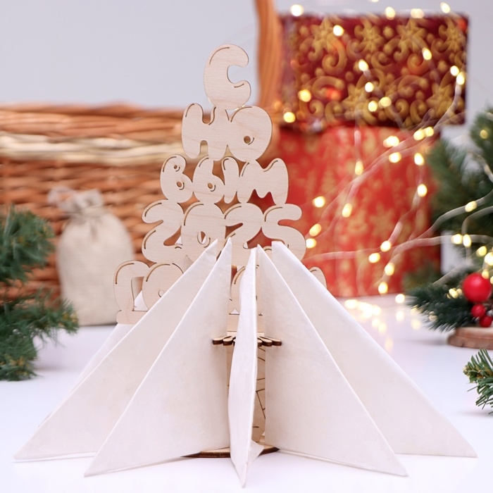 Салфетница Салфетница "Елка с подарками С Новым 2025 годом", 13х24х8 см