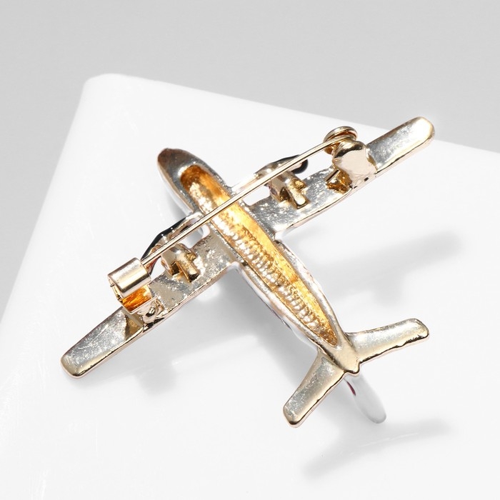 Брошь «Самолёт» лайнер, цветная в золоте Брошь «Самолёт» лайнер, цветная в золоте