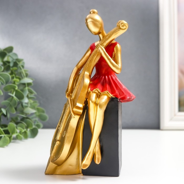 Сувенир полистоун  Сувенир полистоун "Девушка с контробасом" МИКС 20,5х10,5х9 см