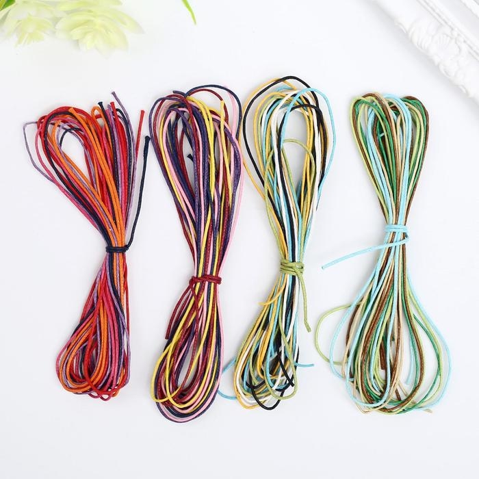 Шнур для декорирования Шнур для декорирования "Астра" вощеный, 1 мм х1 м, набор 20 шт (разноцветный)