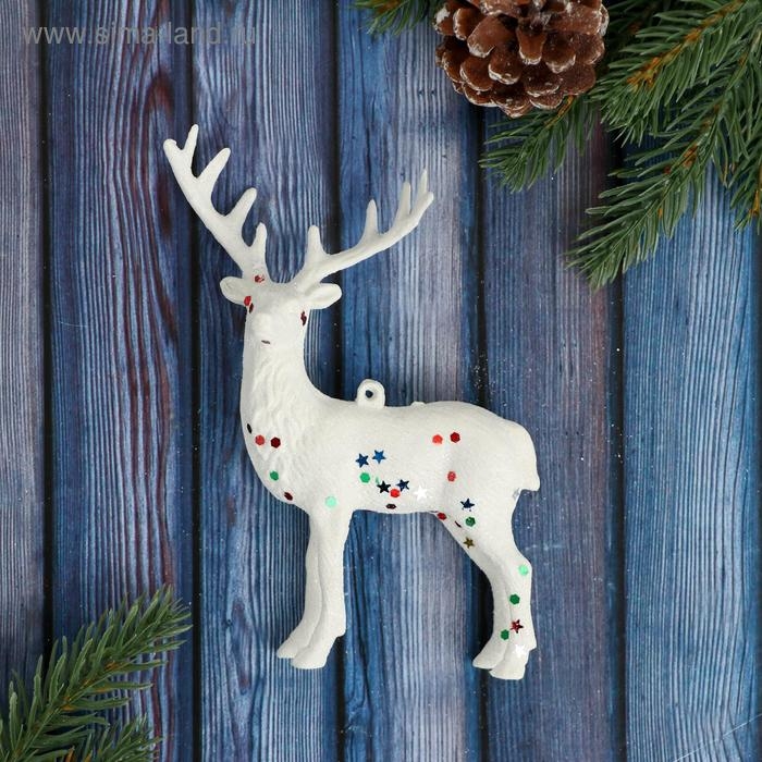 Украшение ёлочное Украшение ёлочное "Звёздные олени" (набор 2 шт) 7х13 см, белый