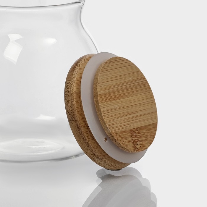 Банка стеклянная для хранения сыпучих продуктов BellaTenero «Бамбук», 500 мл, 9,5×10 см, с бамбуковой крышкой