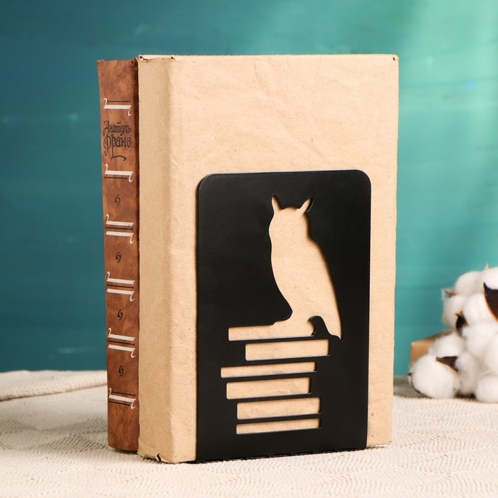Держатель-подставка для книг  Держатель-подставка для книг "Сова на книгах" набор 2шт, черный