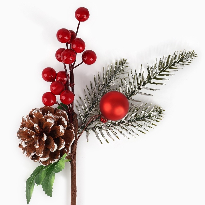 Новогодний декор, веточка  Новогодний декор, веточка "Зимние настроение" 26х11х5,5 см