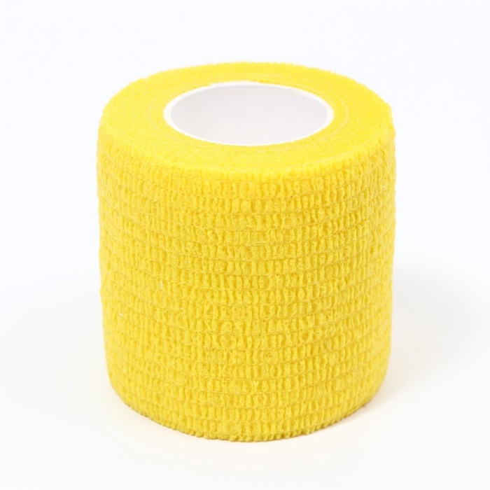 Бинт самофиксирующийся разрывной «Groomroom»‎, 5 см х 4,5 м, желтый