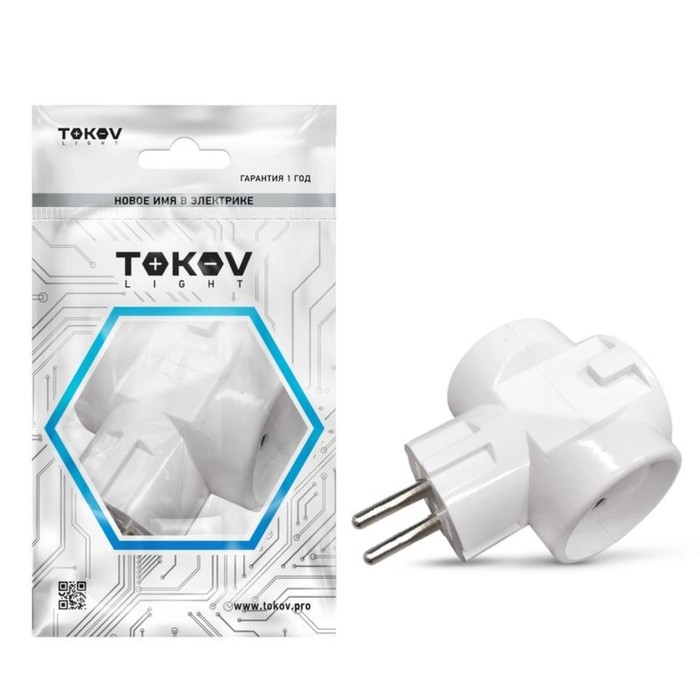 Разветвитель TOKOV ELECTRIC, 3-м, без з/к, 16А, 250В, IP20, ABS-пластик, белый, TKL-S3C-C01 Разветвитель TOKOV ELECTRIC, 3-м, без з/к, 16А, 250В, IP20, ABS-пластик, белый, TKL-S3C-C01